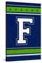 Monogram - Game Day - Blue and Green - F-Lantern Press-Stretched Canvas