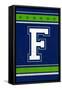 Monogram - Game Day - Blue and Green - F-Lantern Press-Framed Stretched Canvas