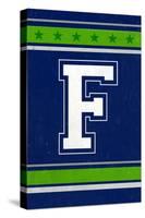 Monogram - Game Day - Blue and Green - F-Lantern Press-Stretched Canvas