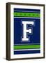 Monogram - Game Day - Blue and Green - F-Lantern Press-Framed Art Print