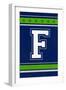 Monogram - Game Day - Blue and Green - F-Lantern Press-Framed Art Print