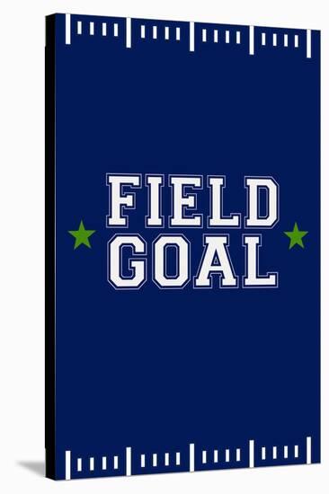Monogram - Game Day - Blue and Green - Field Goal-Lantern Press-Stretched Canvas