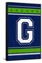 Monogram - Game Day - Blue and Green - G-Lantern Press-Framed Stretched Canvas