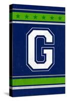 Monogram - Game Day - Blue and Green - G-Lantern Press-Stretched Canvas