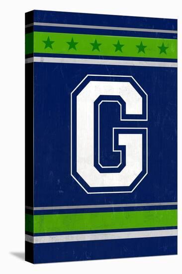 Monogram - Game Day - Blue and Green - G-Lantern Press-Stretched Canvas