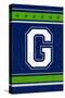 Monogram - Game Day - Blue and Green - G-Lantern Press-Stretched Canvas