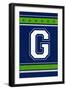 Monogram - Game Day - Blue and Green - G-Lantern Press-Framed Art Print