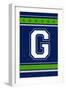 Monogram - Game Day - Blue and Green - G-Lantern Press-Framed Art Print