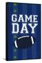 Monogram - Game Day - Blue and Green - Game Day-Lantern Press-Framed Stretched Canvas