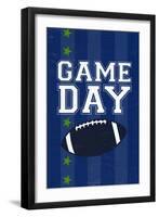 Monogram - Game Day - Blue and Green - Game Day-Lantern Press-Framed Art Print