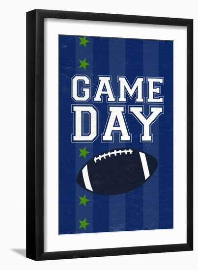 Monogram - Game Day - Blue and Green - Game Day-Lantern Press-Framed Art Print