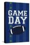 Monogram - Game Day - Blue and Green - Game Day-Lantern Press-Stretched Canvas