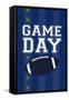 Monogram - Game Day - Blue and Green - Game Day-Lantern Press-Framed Stretched Canvas