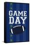 Monogram - Game Day - Blue and Green - Game Day-Lantern Press-Framed Stretched Canvas