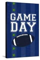Monogram - Game Day - Blue and Green - Game Day-Lantern Press-Stretched Canvas