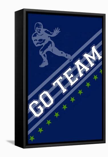 Monogram - Game Day - Blue and Green - Go Team-Lantern Press-Framed Stretched Canvas