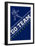 Monogram - Game Day - Blue and Green - Go Team-Lantern Press-Framed Art Print