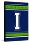 Monogram - Game Day - Blue and Green - I-Lantern Press-Framed Stretched Canvas