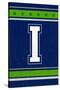 Monogram - Game Day - Blue and Green - I-Lantern Press-Stretched Canvas