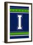 Monogram - Game Day - Blue and Green - I-Lantern Press-Framed Art Print