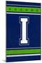 Monogram - Game Day - Blue and Green - I-Lantern Press-Mounted Art Print