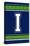 Monogram - Game Day - Blue and Green - I-Lantern Press-Stretched Canvas