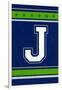 Monogram - Game Day - Blue and Green - J-Lantern Press-Framed Art Print