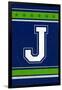 Monogram - Game Day - Blue and Green - J-Lantern Press-Framed Art Print