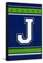 Monogram - Game Day - Blue and Green - J-Lantern Press-Framed Stretched Canvas