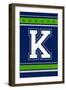 Monogram - Game Day - Blue and Green - K-Lantern Press-Framed Art Print