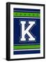 Monogram - Game Day - Blue and Green - K-Lantern Press-Framed Art Print