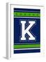 Monogram - Game Day - Blue and Green - K-Lantern Press-Framed Art Print