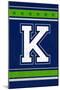 Monogram - Game Day - Blue and Green - K-Lantern Press-Mounted Art Print