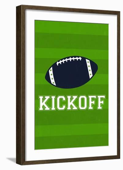 Monogram - Game Day - Blue and Green - Kickoff-Lantern Press-Framed Art Print