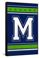 Monogram - Game Day - Blue and Green - M-Lantern Press-Framed Stretched Canvas
