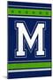 Monogram - Game Day - Blue and Green - M-Lantern Press-Mounted Art Print