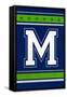 Monogram - Game Day - Blue and Green - M-Lantern Press-Framed Stretched Canvas