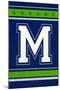 Monogram - Game Day - Blue and Green - M-Lantern Press-Mounted Art Print