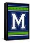 Monogram - Game Day - Blue and Green - M-Lantern Press-Framed Stretched Canvas