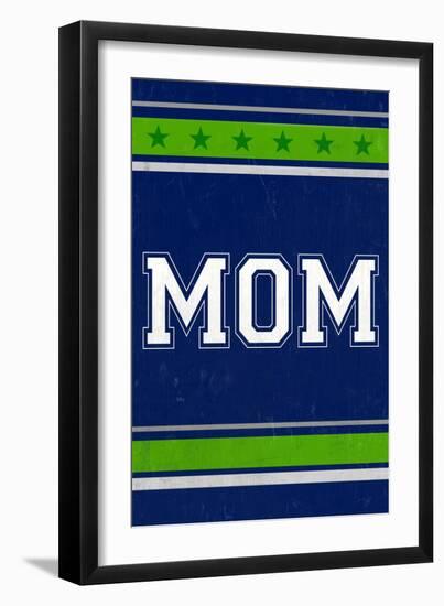 Monogram - Game Day - Blue and Green - Mom-Lantern Press-Framed Art Print