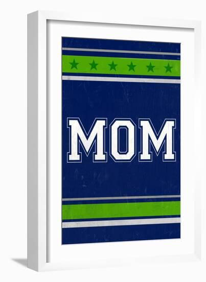 Monogram - Game Day - Blue and Green - Mom-Lantern Press-Framed Art Print