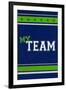 Monogram - Game Day - Blue and Green - My Team-Lantern Press-Framed Art Print