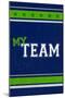 Monogram - Game Day - Blue and Green - My Team-Lantern Press-Mounted Art Print
