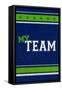 Monogram - Game Day - Blue and Green - My Team-Lantern Press-Framed Stretched Canvas