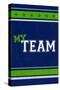 Monogram - Game Day - Blue and Green - My Team-Lantern Press-Stretched Canvas