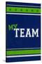 Monogram - Game Day - Blue and Green - My Team-Lantern Press-Stretched Canvas