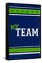 Monogram - Game Day - Blue and Green - My Team-Lantern Press-Framed Stretched Canvas