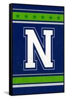 Monogram - Game Day - Blue and Green - N-Lantern Press-Framed Stretched Canvas