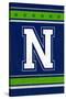 Monogram - Game Day - Blue and Green - N-Lantern Press-Stretched Canvas