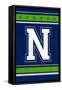 Monogram - Game Day - Blue and Green - N-Lantern Press-Framed Stretched Canvas
